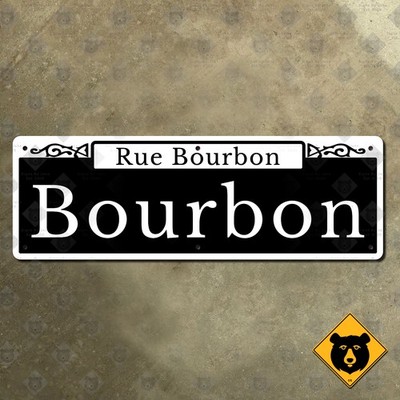 New Orleans Louisiana Rue Bourbon Street sign French Quarter 30x10