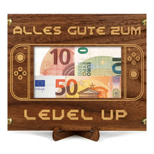Geldgeschenk Holz Geschenkidee Zocker mit Gru&szlig;karte 2 St&uuml;ck 20 x 15 cm, Gamer