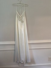 Vintage Women s Vanity Fair Ivory Satin Lace Long Nightgown Cottage Core Bridal