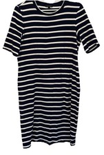 BANANA REPUBLIC Dress Womens Medium White & Navy Stripe Maxi Size XL Nautical