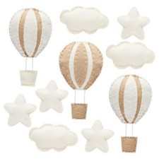 Poen 10 Pcs Star Hot Air Balloon and Cloud Nursery Decor Western Wall Decor