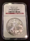 2006 American Silver Eagle NGC Gem Uncirculated First Strikes .999 Fine Silver