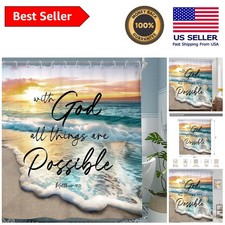 Inspirational Beach Bible Verse Shower Curtain - 60"W x 72"H Waterproof Decor