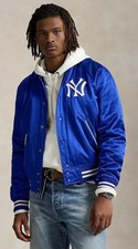 $598 Yankees Polo Ralph Lauren Satin Jacket - Royal/Size L