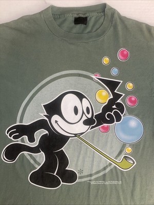 Felix The Cat XL T-shirt FADED VINTAGE Smoking Pipe Rap Hip Hop Wear Grail Tee