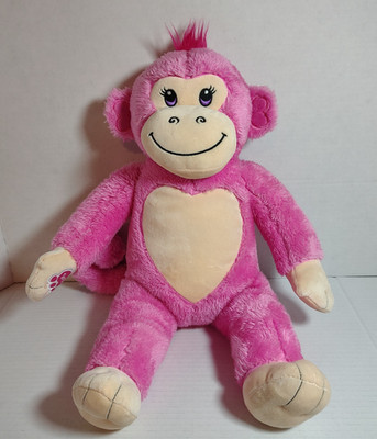 Build A Bear Pink & Tan Monkey Curly Tail 18in Plush Stuffed Animal Toy 2014 BAB