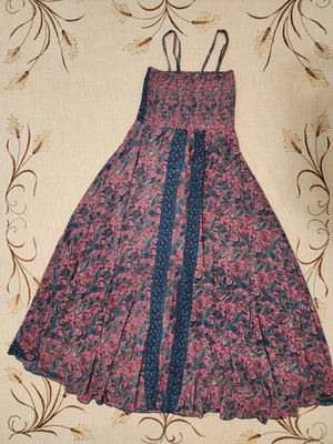Flex Moda Silk Blend Patchwork Maxi Dress Boho Whimsy Mixed Print Ruffled One Sz