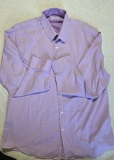 Duchamp London Men  s Slim Fit Dress Shirt 18.5 XXL Purple Micro Check Stretch