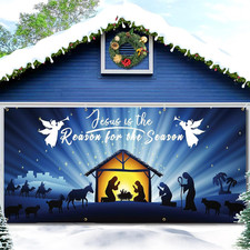 Christmas Nativity Garage Door Banner 16 X 7 Ft, Large Christmas Garage Door Dec