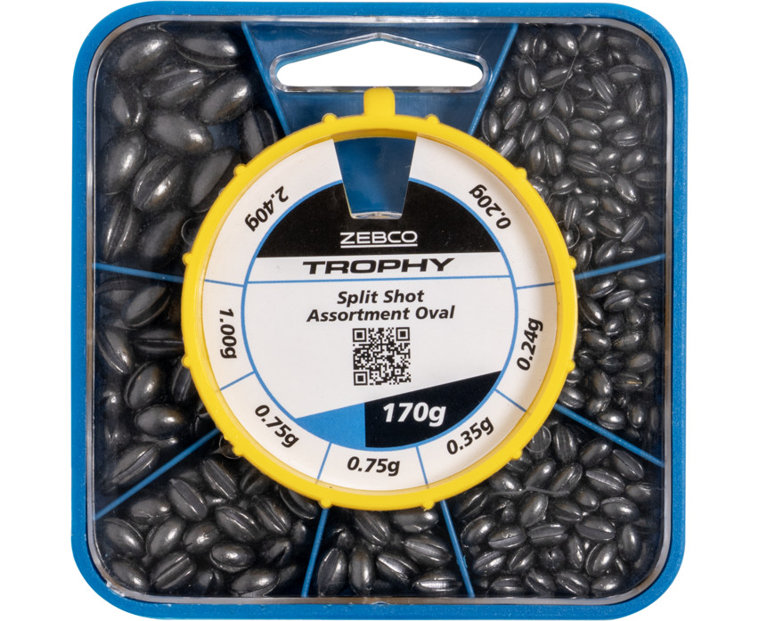 Zebco Trophy Oval Split Shot Assortment 170g / Fishing Weights