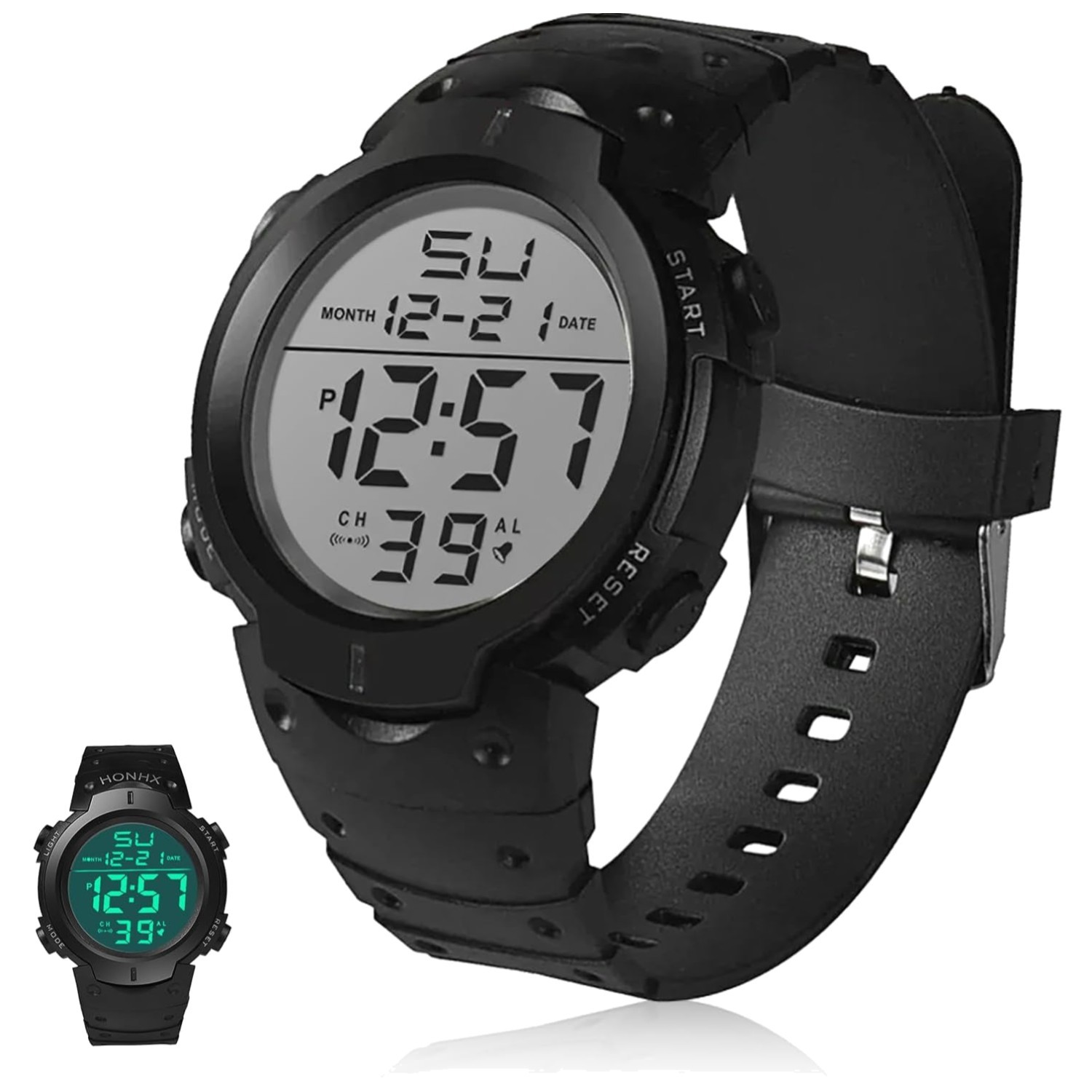Mens Digital Sports Watch Women Waterproof Wrist Watches with Large LED Backligh