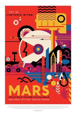 Mars Visit The Historic Sites NASA Space Travel Poster 12x18