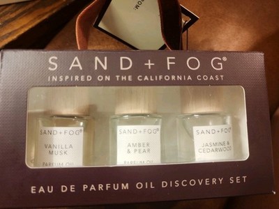 Sand & Fog Parfum Discovery Oil Set of 3 Vanilla Musk, Amber Pear, Jasmine Cedar