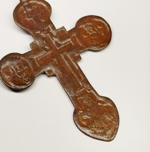 Imperial Russian Copper Cross Pendant Orthodox 1800 - Picture 5 of 8