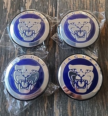 Jaguar Wheel Center Caps Blue 59mm S-Type X-type XF XJ8 XEL XJ XK