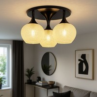 Deckenlampe Deckenleuchte Esszimmerleuchte Kristalle Glas 3 Flammig D 45 Cm