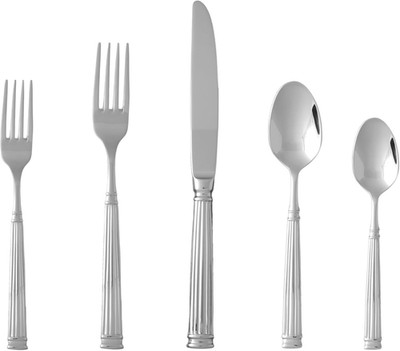 FORTESSA Doria 18/10 Stainless Steel Flatware, 5 Piece Place Setting with Table 