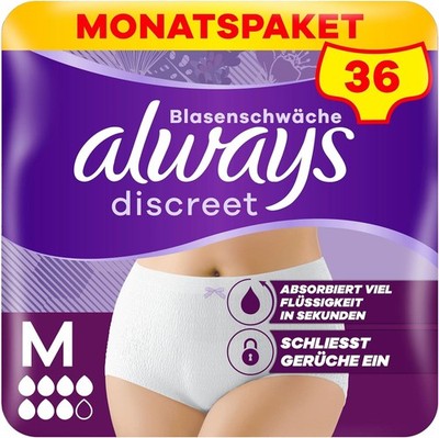 Always Discreet Inkontinenz Höschen Plus Frauen 36 Stück M Auslaufschutz