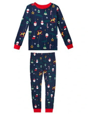 Member's Mark Kids Unisex Christmas Holiday 2 Piece Pajama Set Blue Size 8