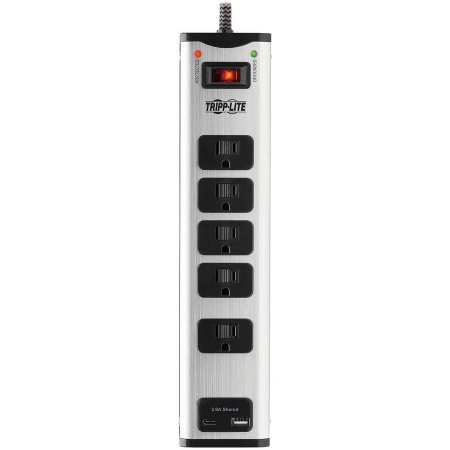 Tripp Lite Surge Protector Power Strip 5-Outlet Metal with USB-A & USB C - Image 4 of 4