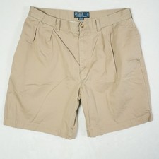 Polo Ralph Lauren Mens Khaki Tyler Pleated Chino Shorts Size Actual 34 Vintage