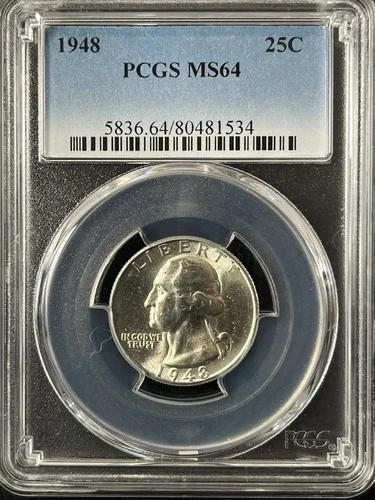 1948  25C Washington Quarter Dollar PCGS MS64   80481534
