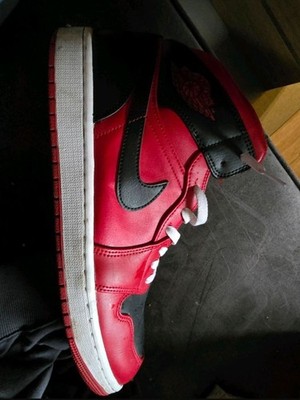 Nike Air Jordan 1 Low Herren Schuhe Rot/Schwarz EU 45 Leder 554724-660