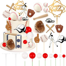 23Pcs Baseball Cake Decorations Set with Mini Baseballs, Player, Caps, Gloves, B