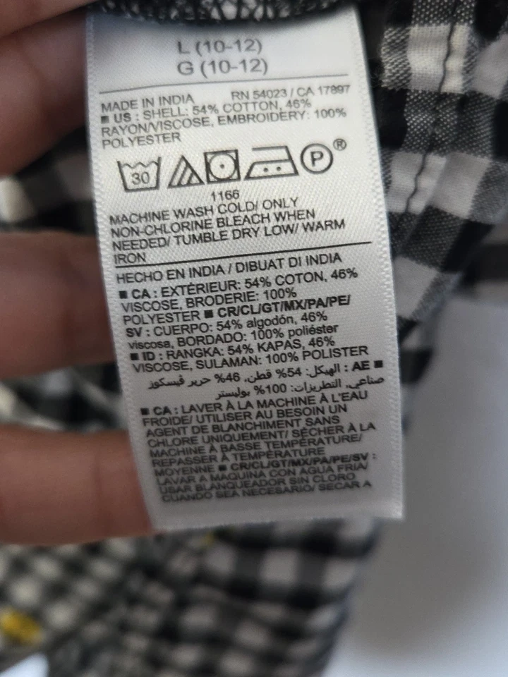 Vestido Grande Manga Larga Antiguo Azul Marino Niña Girasoles Negro Ajuste a Cuadros y Acampanado 10/12 Foto 4 de 4