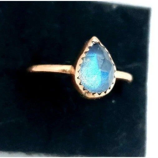 Labradorite crystal ring copper metalwork Genuine Natural pear shaped Labradorit - Image 4 of 4