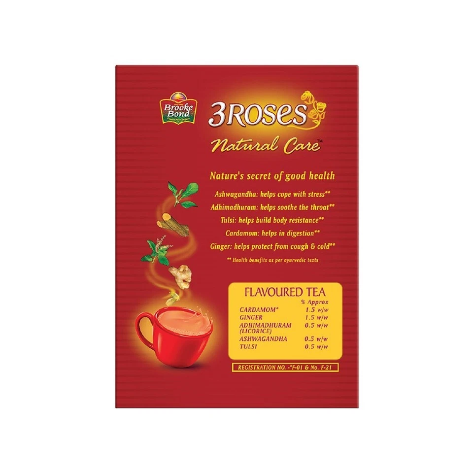 TÉ MASALA BROOKE BOND 3 ROSAS CUIDADO NATURAL (250GM) Foto 3 de 4