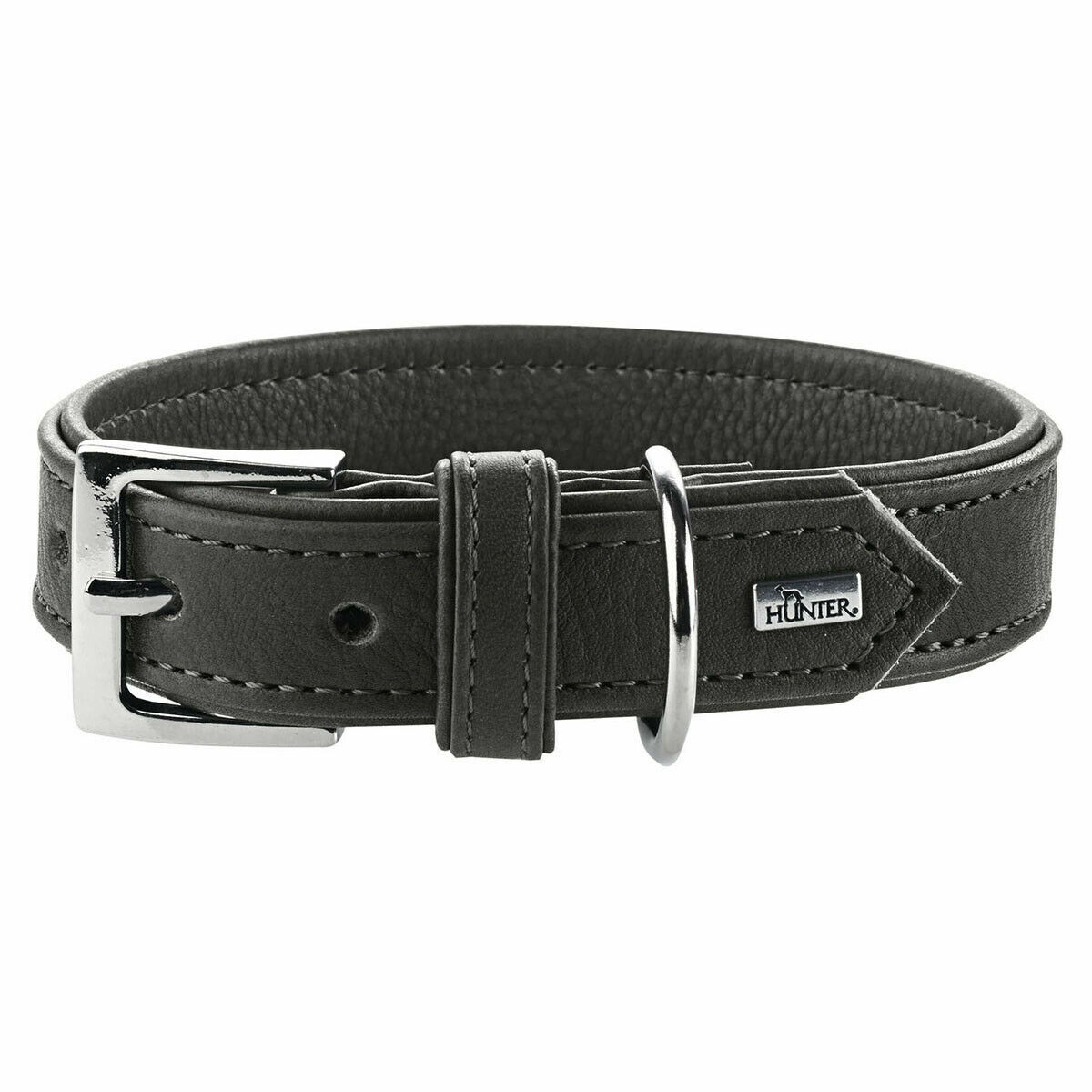 Collier grand chien Hunter Wallgau 60 taupe en cuir véritable pour gros chien molosse