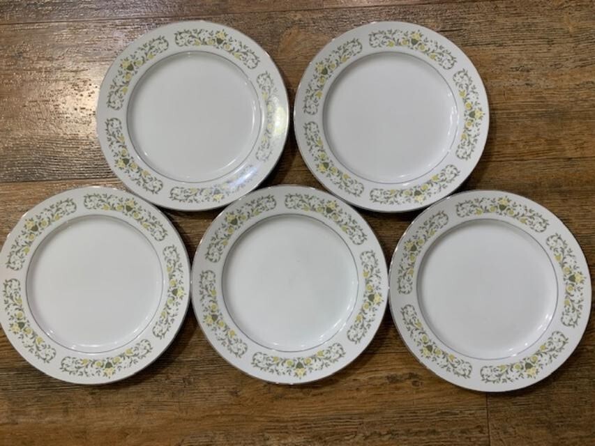 Lot Of 5 Sterling Fine China Japan Florentine 10 3/8" Dinner Plates