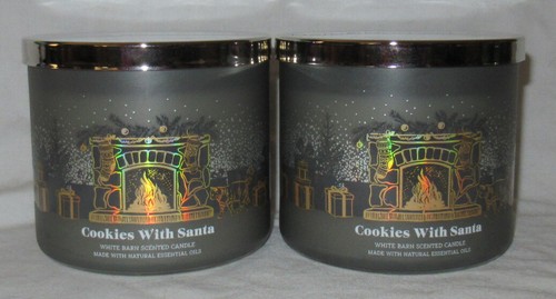 White Barn Bath & Body Works 3-wick Candle Lot Set of 2 COOKIES WITH SANTA oils - Bild 1 von 4