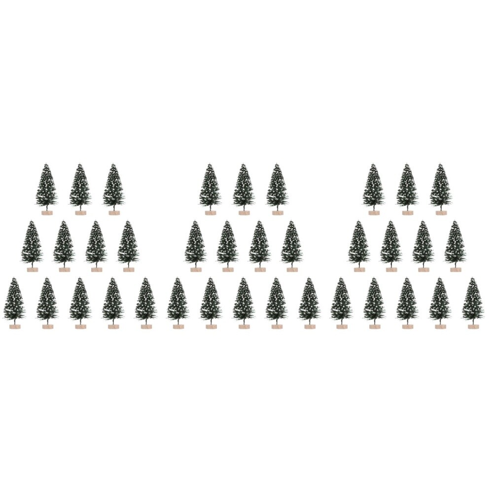 36 Pcs Fake Snow Frost Trees Mini Decor Desktop Christmas Bottle Brush