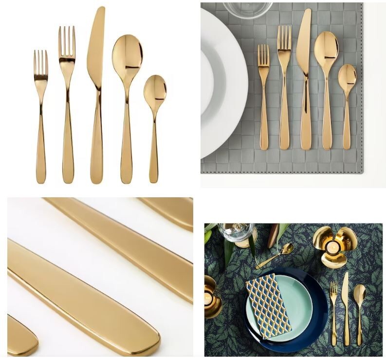 IKEA TILLAGD 20 Piece Gold Tone Stainless Steel Flatware Set IKEA TILLAGD 20 Piece Gold Tone Stainless Steel Flatware Set