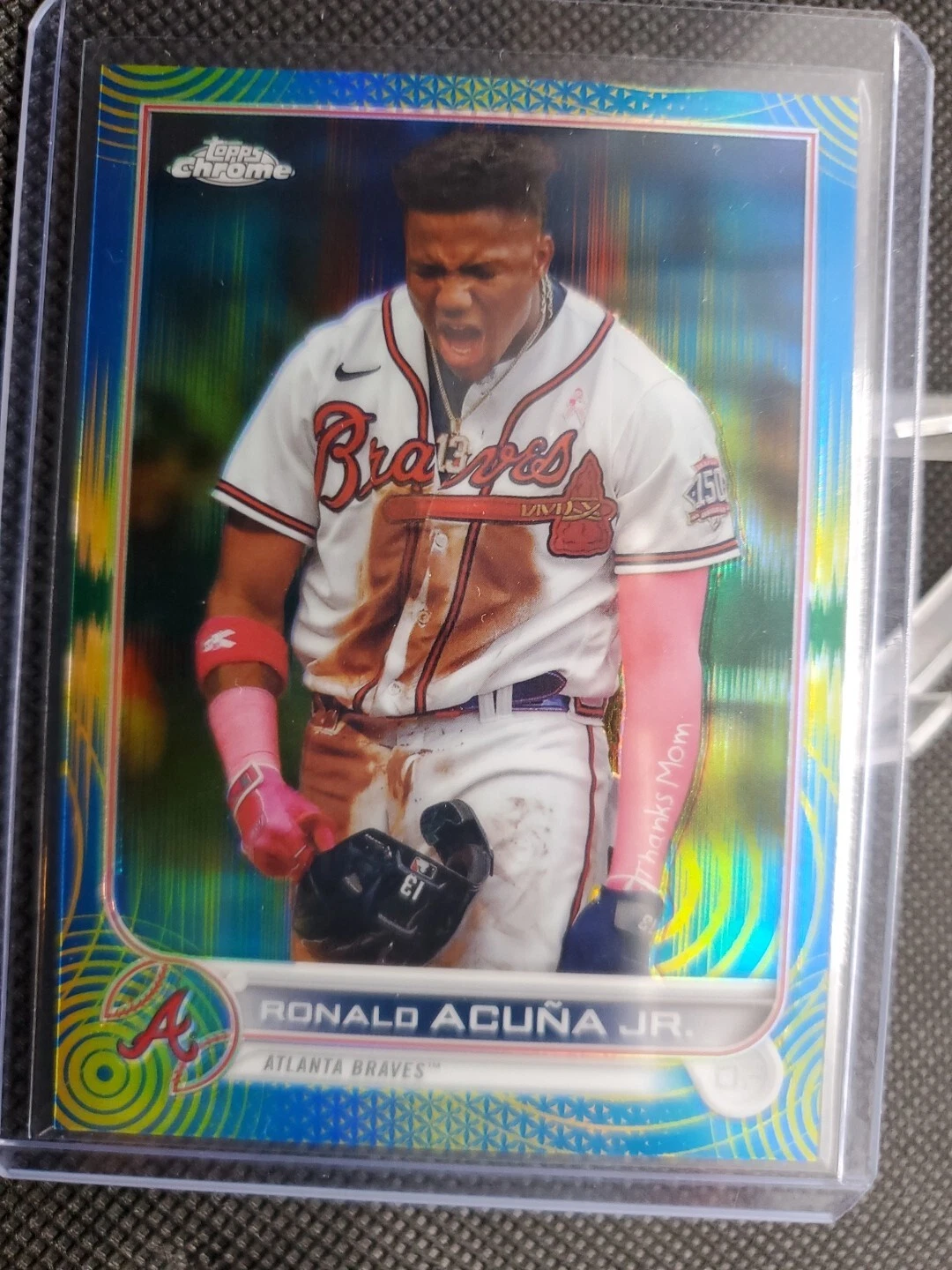 RONALD ACUNA JR. 2022 Topps Chrome Sonic Blue/Yellow Sonic Pulse #70/75 Braves