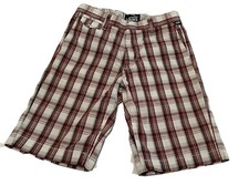 Vans Shorts Boys Size 10 Red White and Black Plaid Cotton Sho528C 