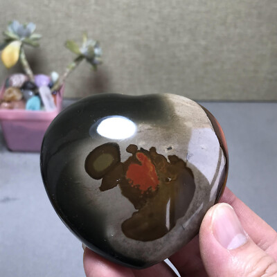 72mm Natural Ocean Jasper heart shaped polished Crystal specimens 190g A6186
