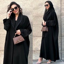 Women Muslim Open Long Dress Abaya Dubai Kimono Modest Kaftan Robe Islamic Gown