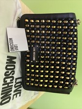 Borsa a spalla Love Moschino in ecopelle e tecno rete Intrecciata con logo.