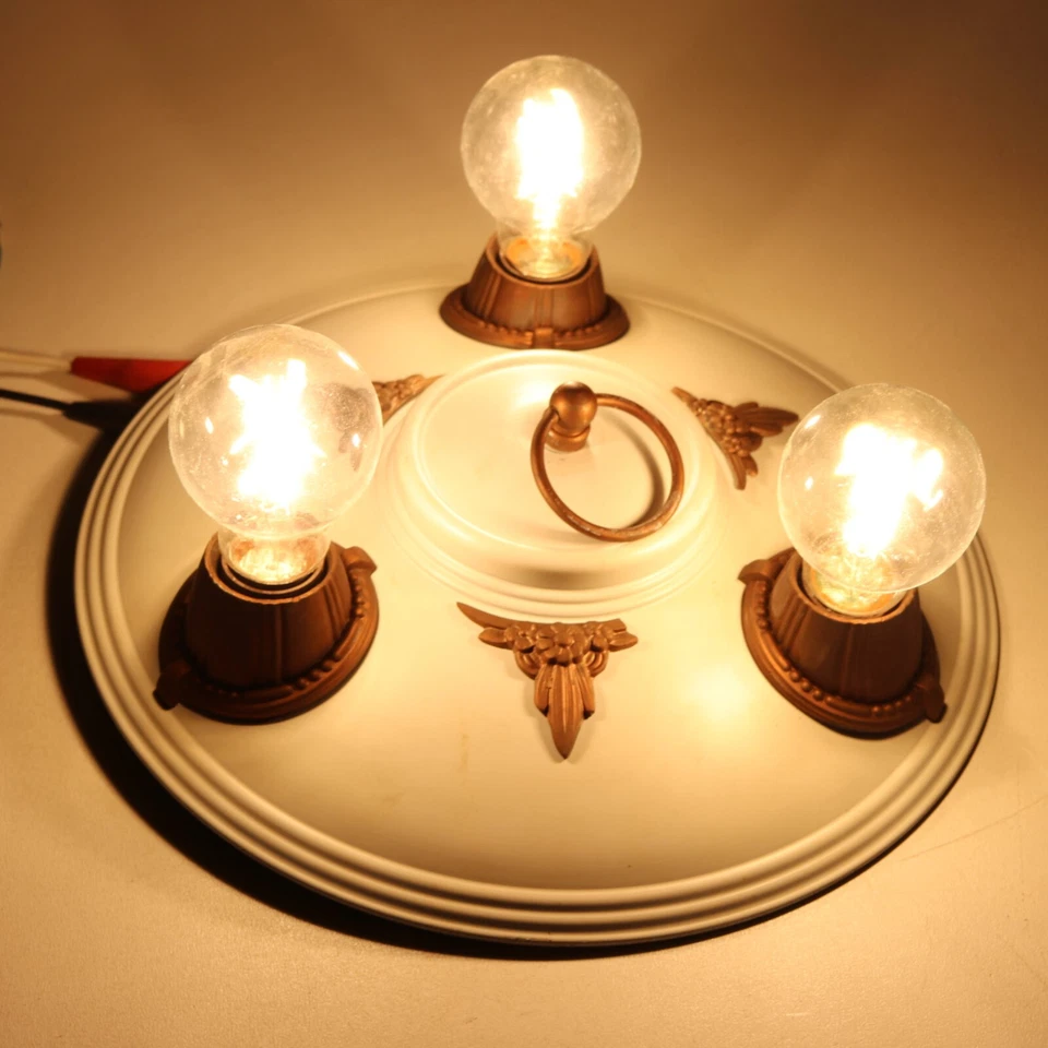 Vintage Art Deco 3-Light 12" Diameter Iron Flush Mount - Image 2 of 4