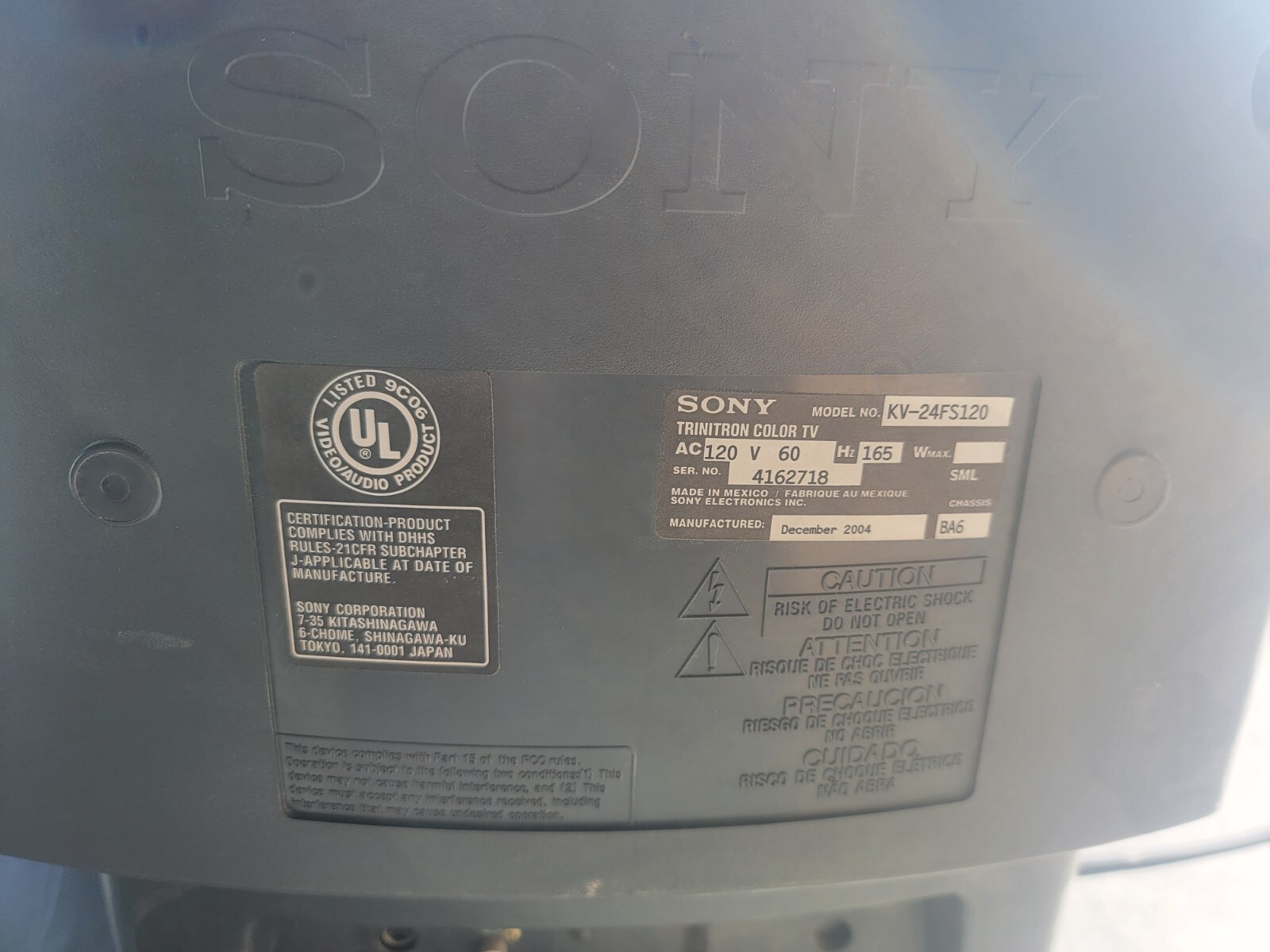 Sony Trinitron WEGA 24" CRT Retro Gaming TV KV24FS120 With Component Video eBay