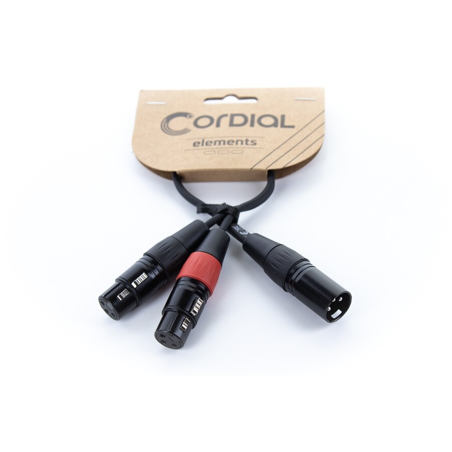 CORDIAL Elements EY 0.3 MFF CAVO ASSEMBLATO AUDIO XLR(m)   2x XLR(f) 30cm NERO