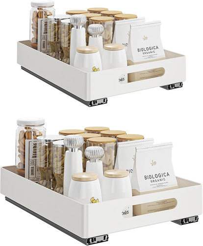 2 Pack Pull Out Cabinet Organizer, Adhesive Slide Out Drawer for Cabinets, Peel - Picture 11 of 12