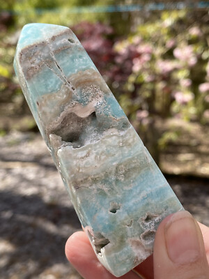 Blue Aragonite Tower / Wand Crystal : Hope : Compassion : Empathy AAA+ 136g 8