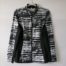 Ideology Womens Black White Long Sleeve Thumb Hole Full Zip Up Jacket Size M