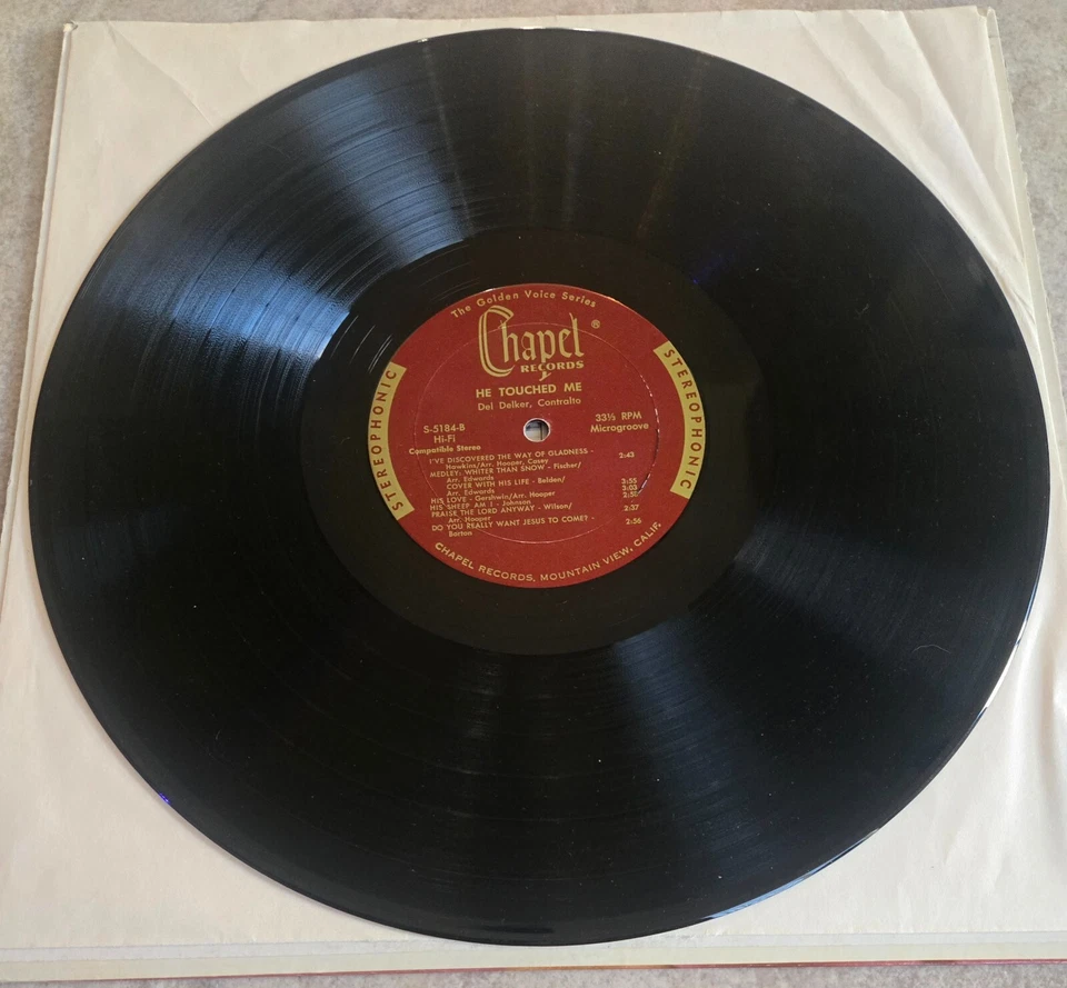 DEL DELKER HE TOUCHED ME CHAPEL RECORDS S5184 VINYL LP Spiritual Record - Image 4 of 4