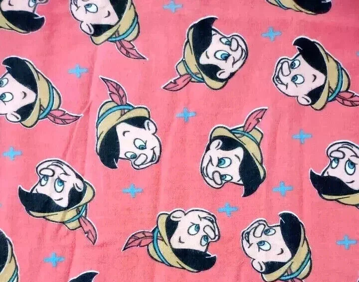 Disney pinocchio fun fabric print flannel piece 12 x 8 inch - Image 2 of 2