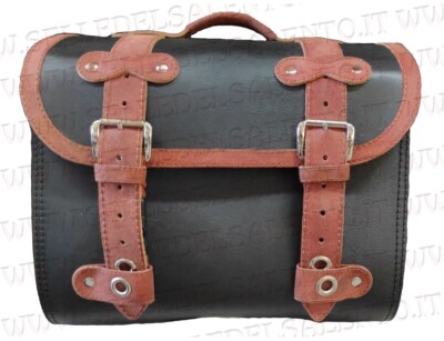 Bauletto borsa Vespa Lambretta borsone portapacchi pelle nero marrone moto 